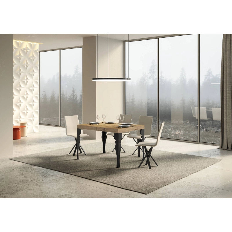 Tavolo allungabile 140/224x80cm Paxon telaio Antracite - Quercia Natura