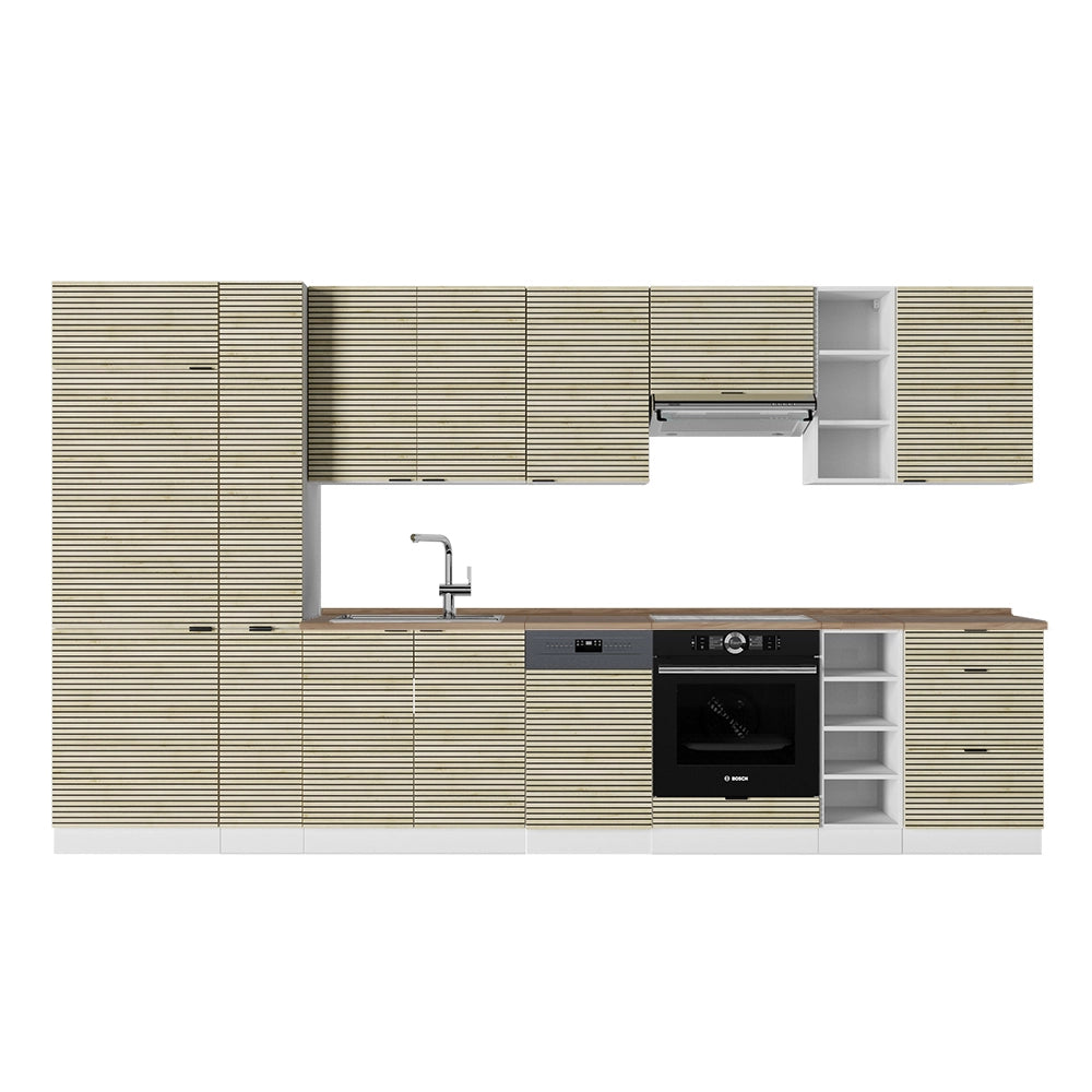 Cucina componibile Fame-Line Pannello in quercia/Bianco 355 cm, PL Rovere Vicco