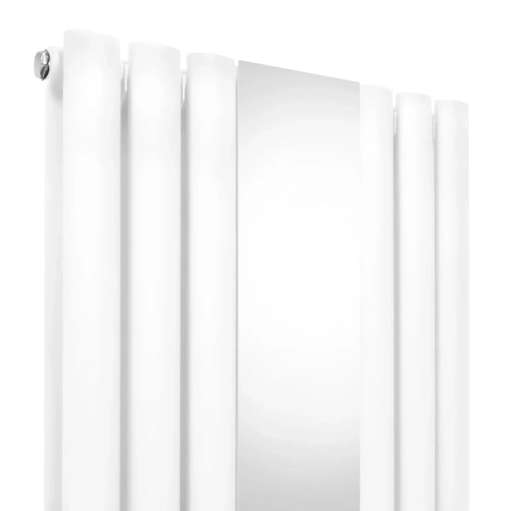 Radiatore e Valvole Cromate a Specchio Pannelli Ovali - 1800mm x 500mm - Bianco