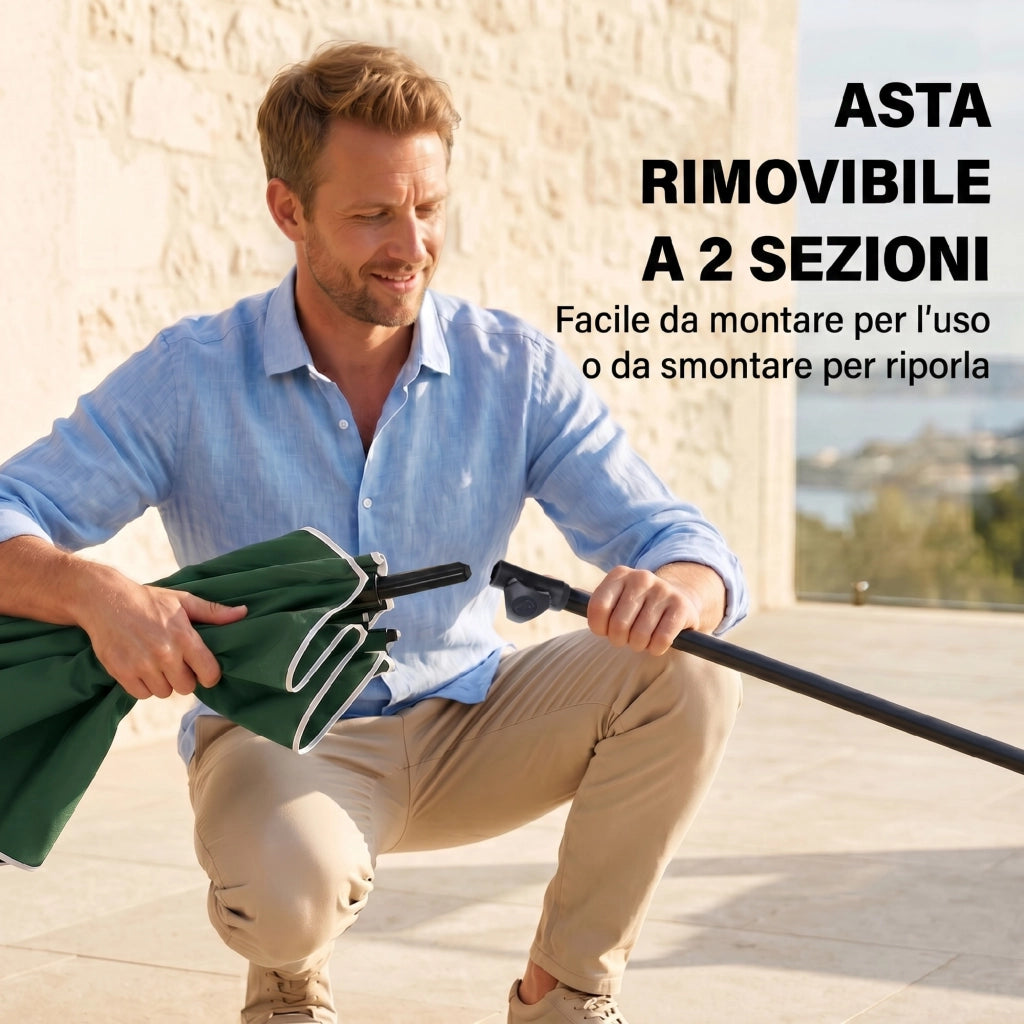 Ombrellone da Giardino Rettangolare ¨C Zephmum ¨C Verde e Nero 2x1.3m