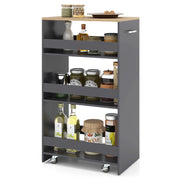 Carrello portaoggetti da cucina con maniglia ruote, Scaffale mobile salvaspazio con scaffali stretti 47,5 x 30 x 80,5 cm Grigio
