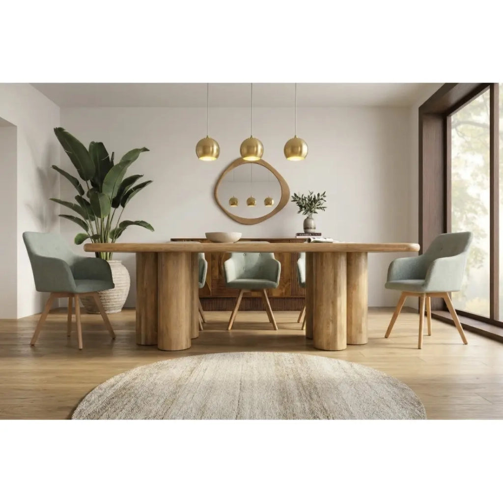 Tavolo da pranzo ORINO 240 cm in legno massello di mango - Tavolo rettangolare design con gambe cilindriche