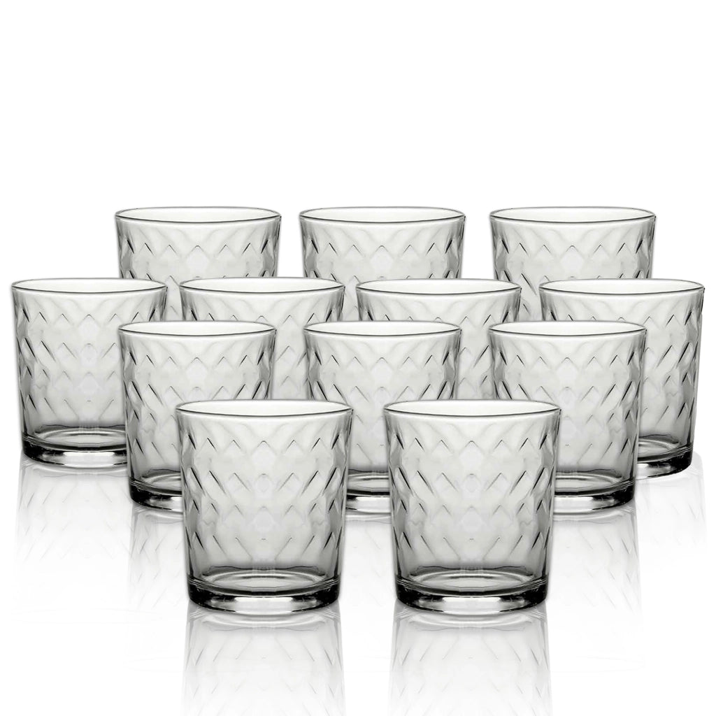 SET DI 12 BICCHIERI MODELLO ZIG ZAG REALIZZATI IN VETRO PER ACQUA CAPIENZA DA 250 ML