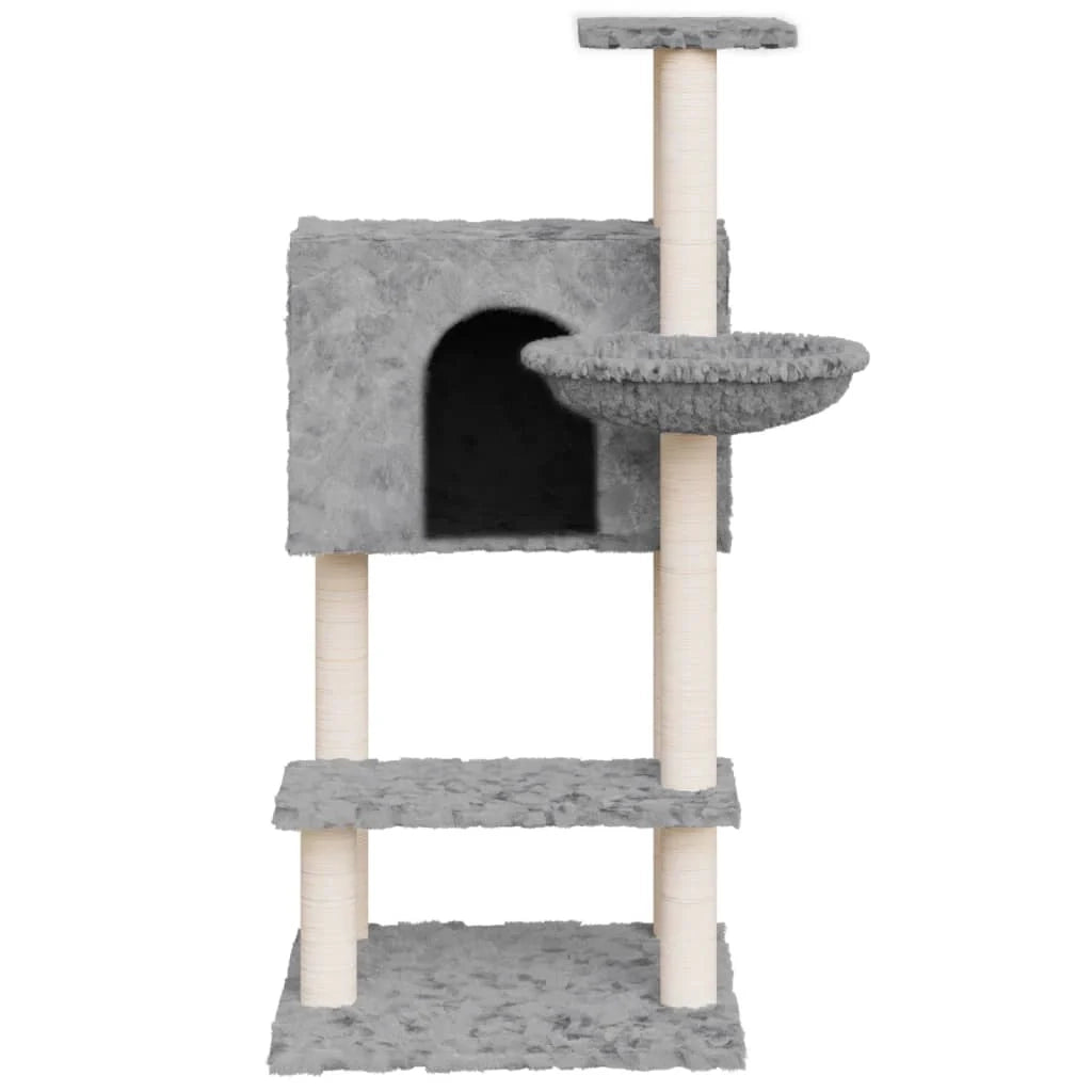 Tiragraffi per gatti torre per arrampicata giocattolo piattaforma per arrampicata con tiragraffi in sisal leggero 108,5 cm grigio 02_0022545