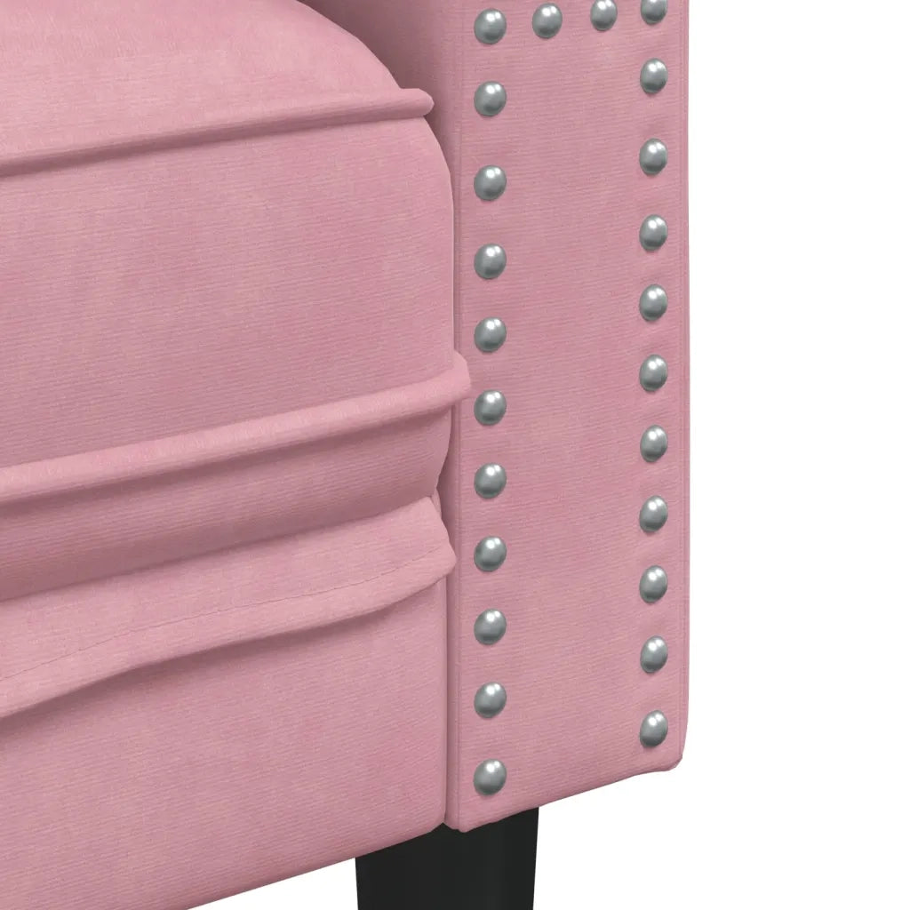 Divano Sedia-Poltrona Chesterfield Rosa in Velluto