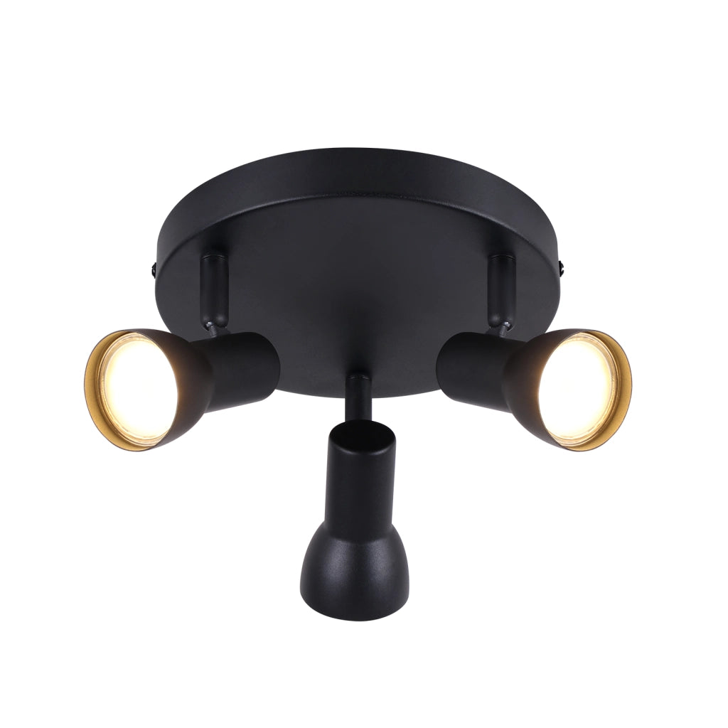 ZMH Faretto da soffitto neri 3 luci GU10 metallo design moderno girevoli senza lampadina