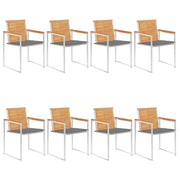 Sedie da Giardino con Cuscini 8 pz in Legno Massello di Teak cod mxl 8685