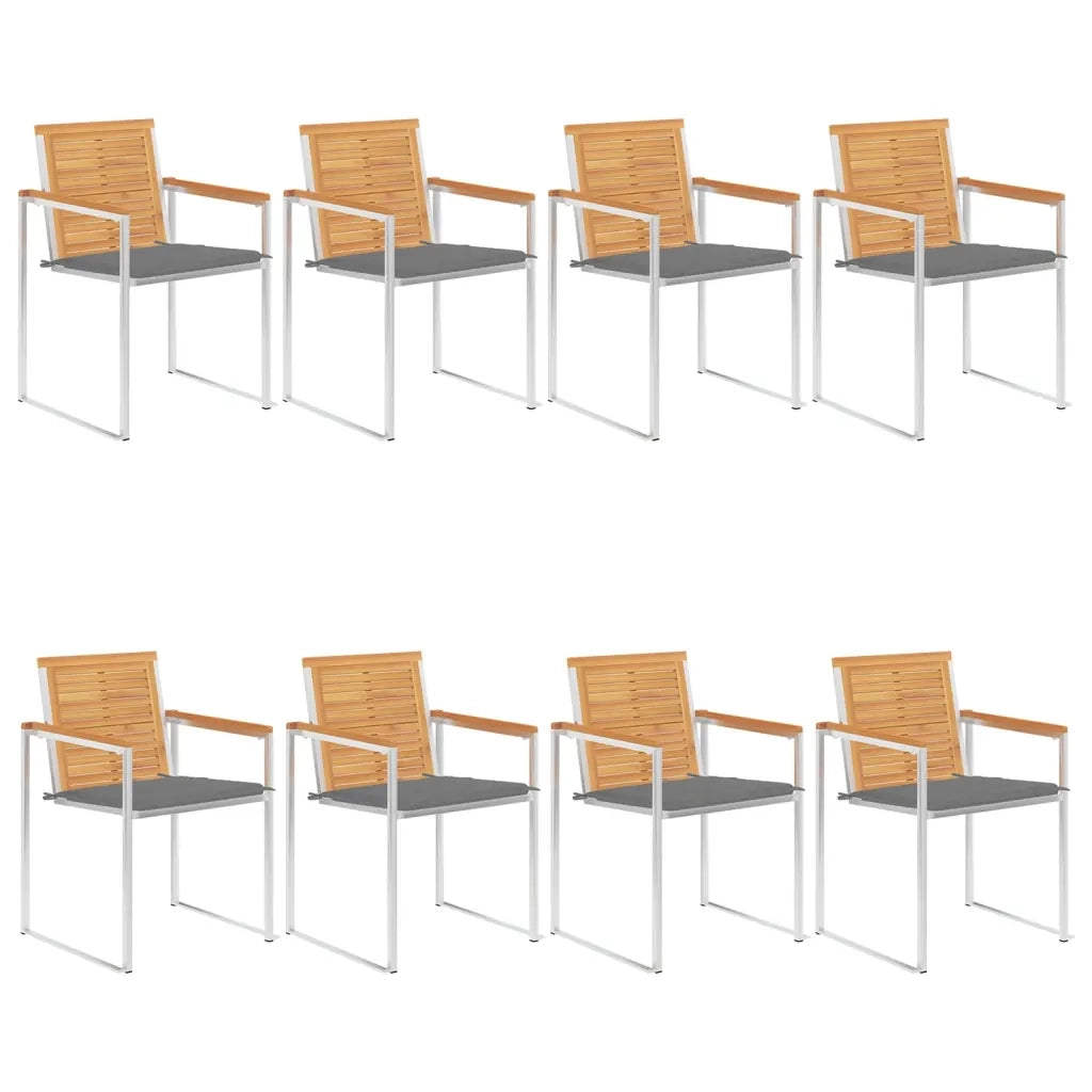 Sedie da Giardino con Cuscini 8 pz in Legno Massello di Teak cod mxl 8685