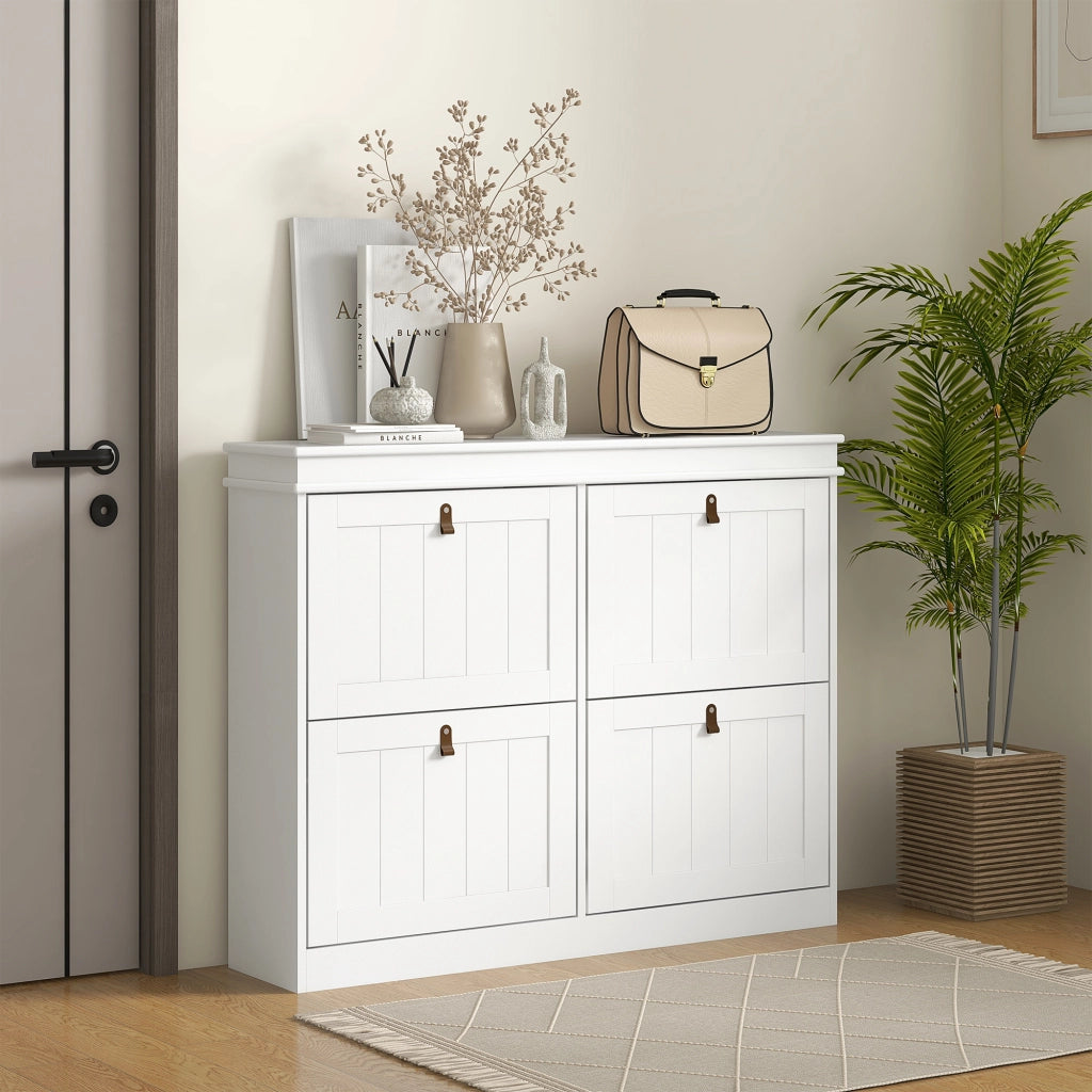 Armadio per scarpe con cassetti ¨C zephmum ¨C bianco 105x24x82,5cm