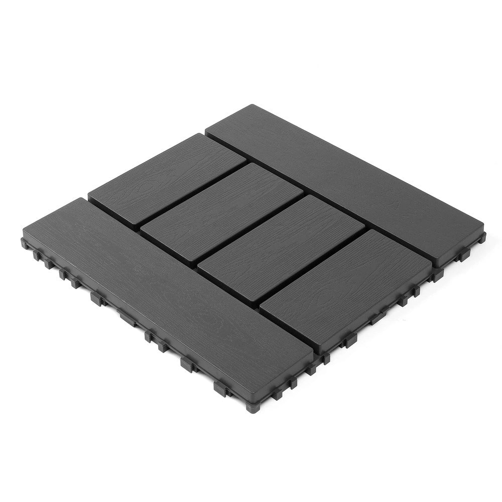 Piastrelle da Pavimento Interlocking per Esterni ¨C MINIMAL ¨C 44 pcs, Grigio Scuro, Balcone e Terrazza