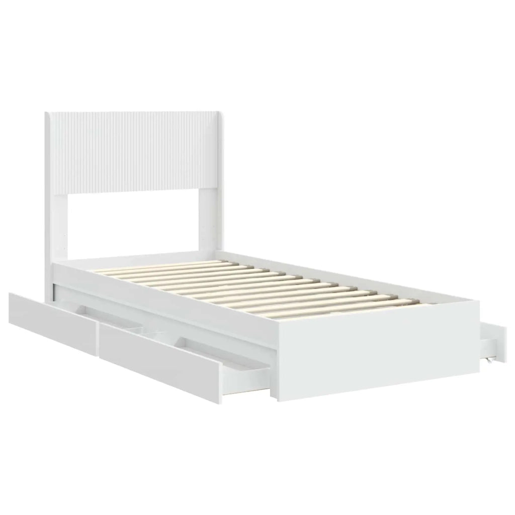 Struttura del letto con stoccaggio e testata Bianco 90 x 200 cm 3414413