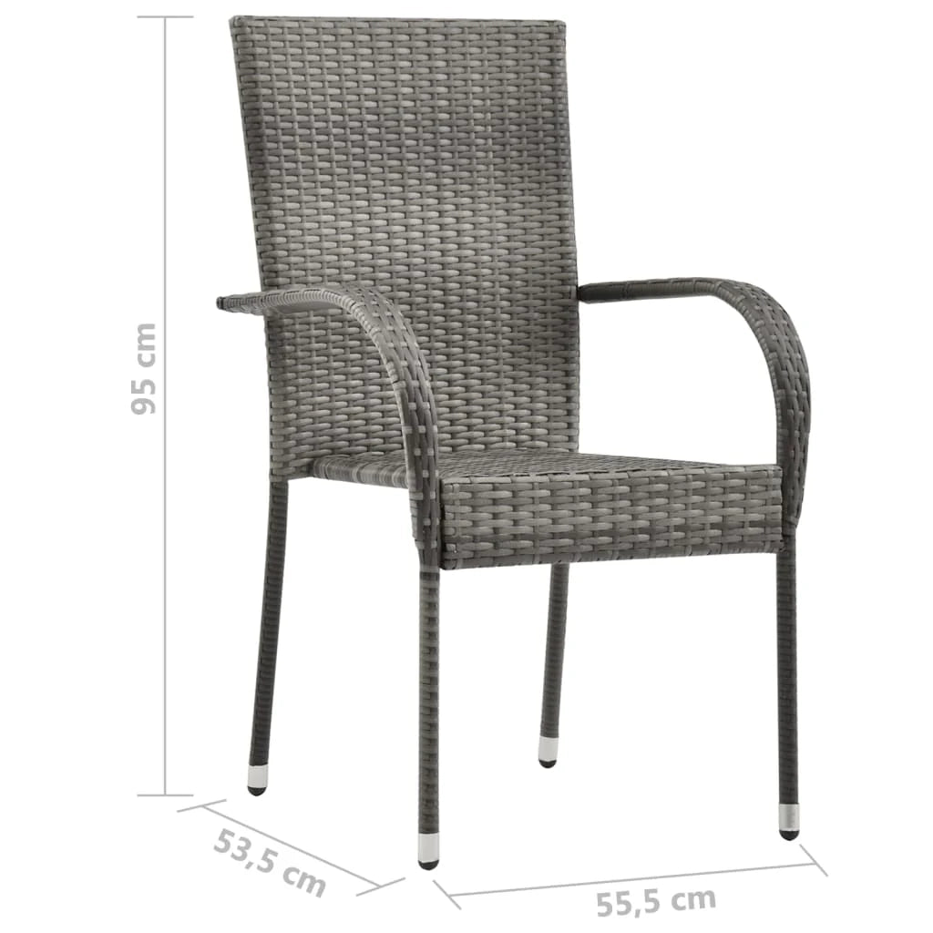 Set da pranzo da giardino per esterni da 7 pezzi in resina di vimini grigia 02_0014051