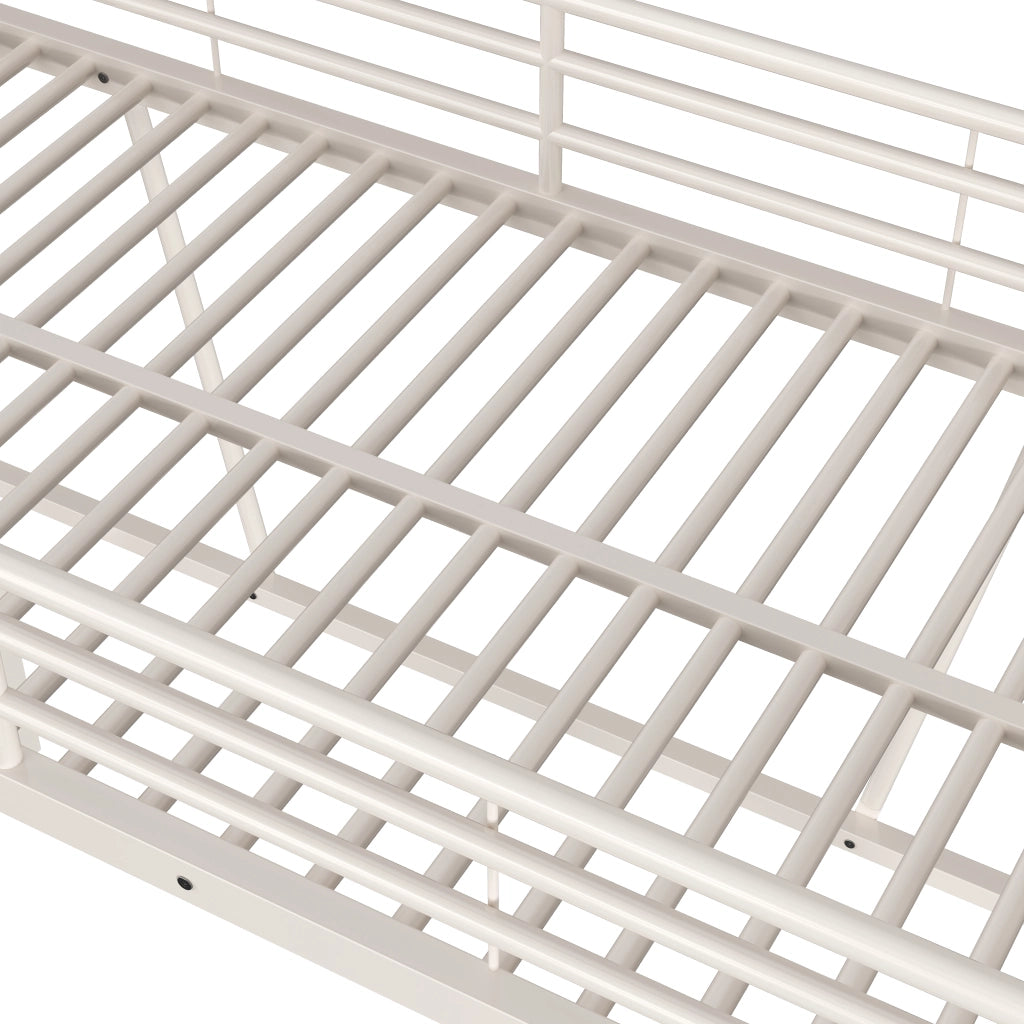 Letto a soppalco 90x200 cm – con doppia scala e spazio sottoletto modulabile – metallo – bianco