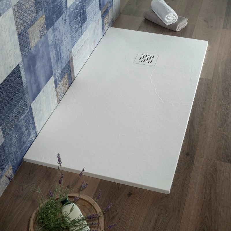 Piatto Doccia Marmoresina 90x100 cm Bianco Ultra Slim Effetto Pi
