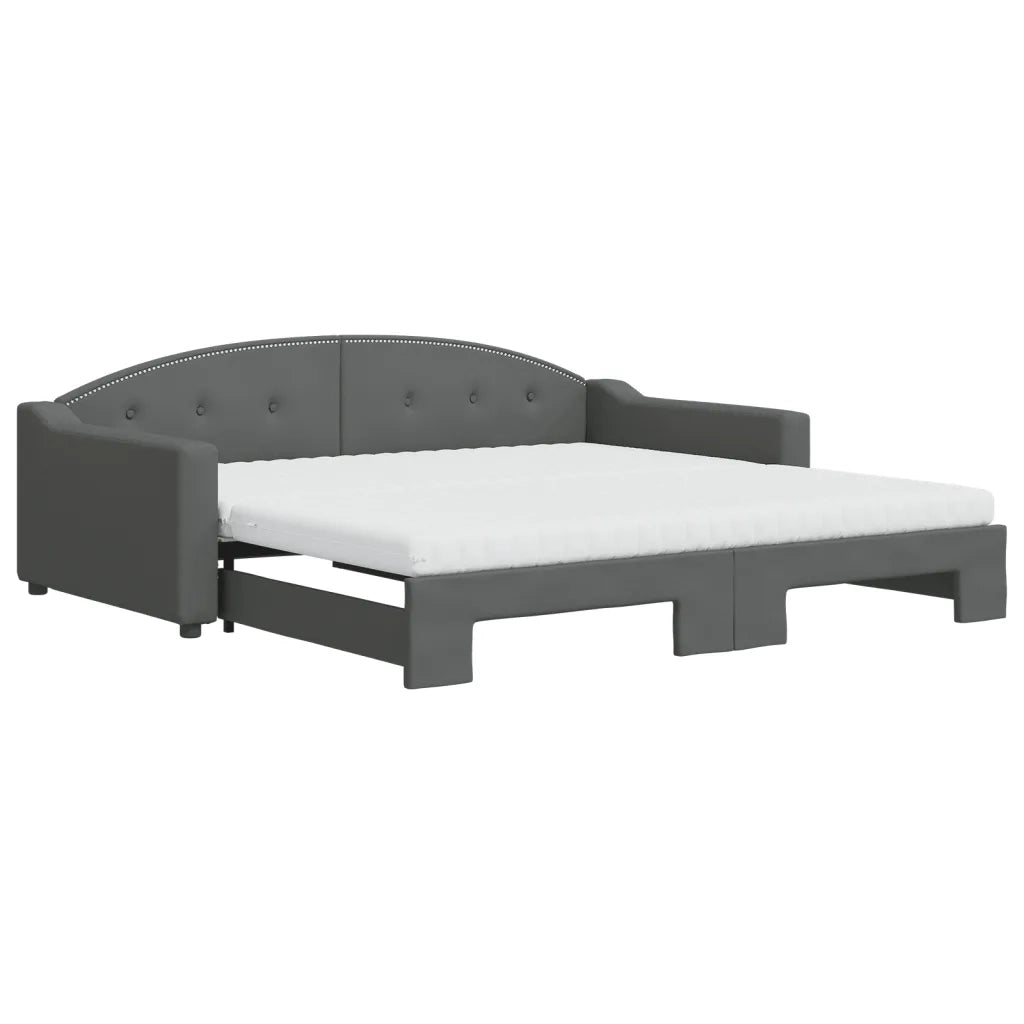 Divano Letto Estraibile Materassi Grigio Scuro 100x200 Tessuto 3197554