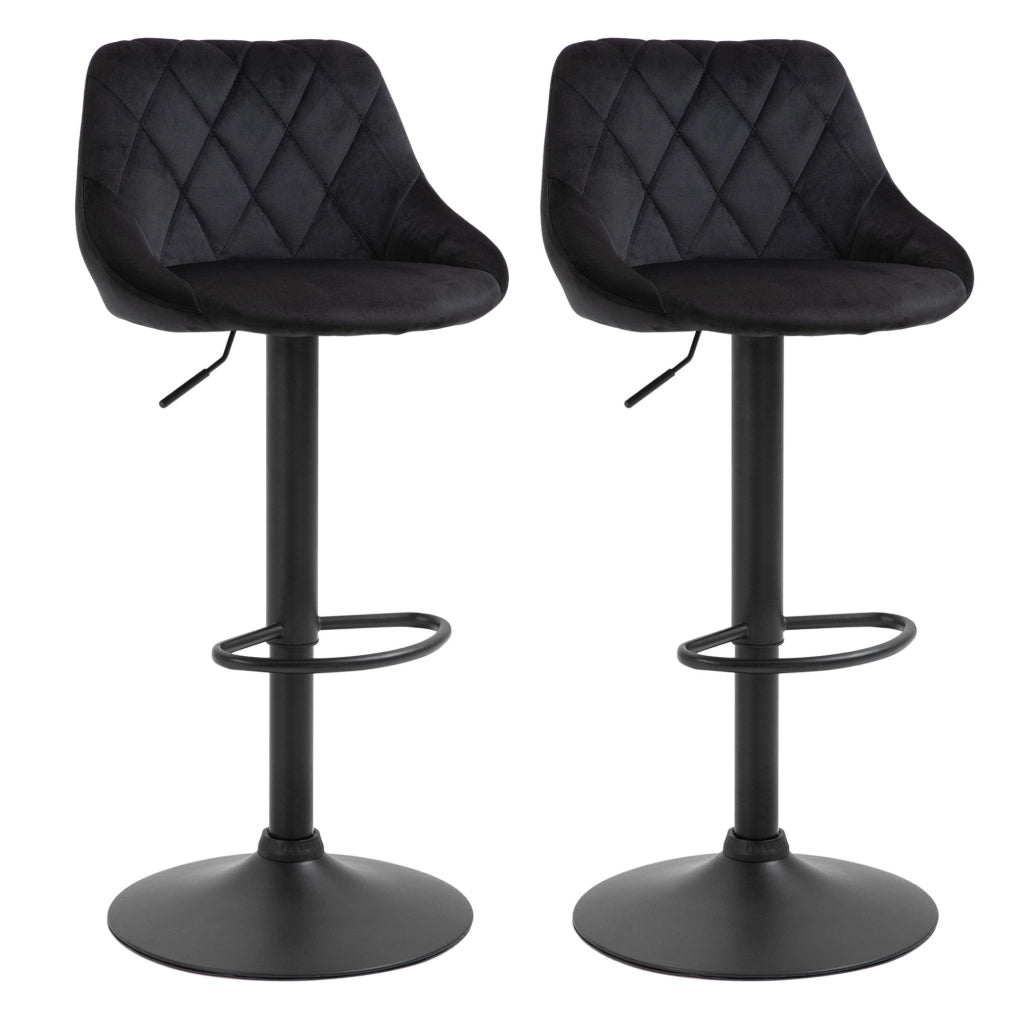 Set di 2 sgabelli da bar 46x48x104 cm regolabili con schienale in poliestere nero