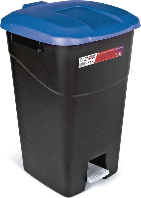 Contenitore per rifiuti 60 Litri - Pala per spazzatura 60 Litri - Contenitore per rifiuti 60 Litri - Nero|Blu