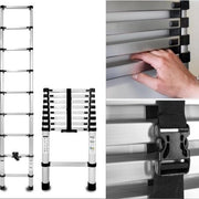 Ladder telescopica in alluminio - scala a scomparsa - scala pieghevole universale - 9 gradini - altezza di lavoro 26 m Ladder telescopica