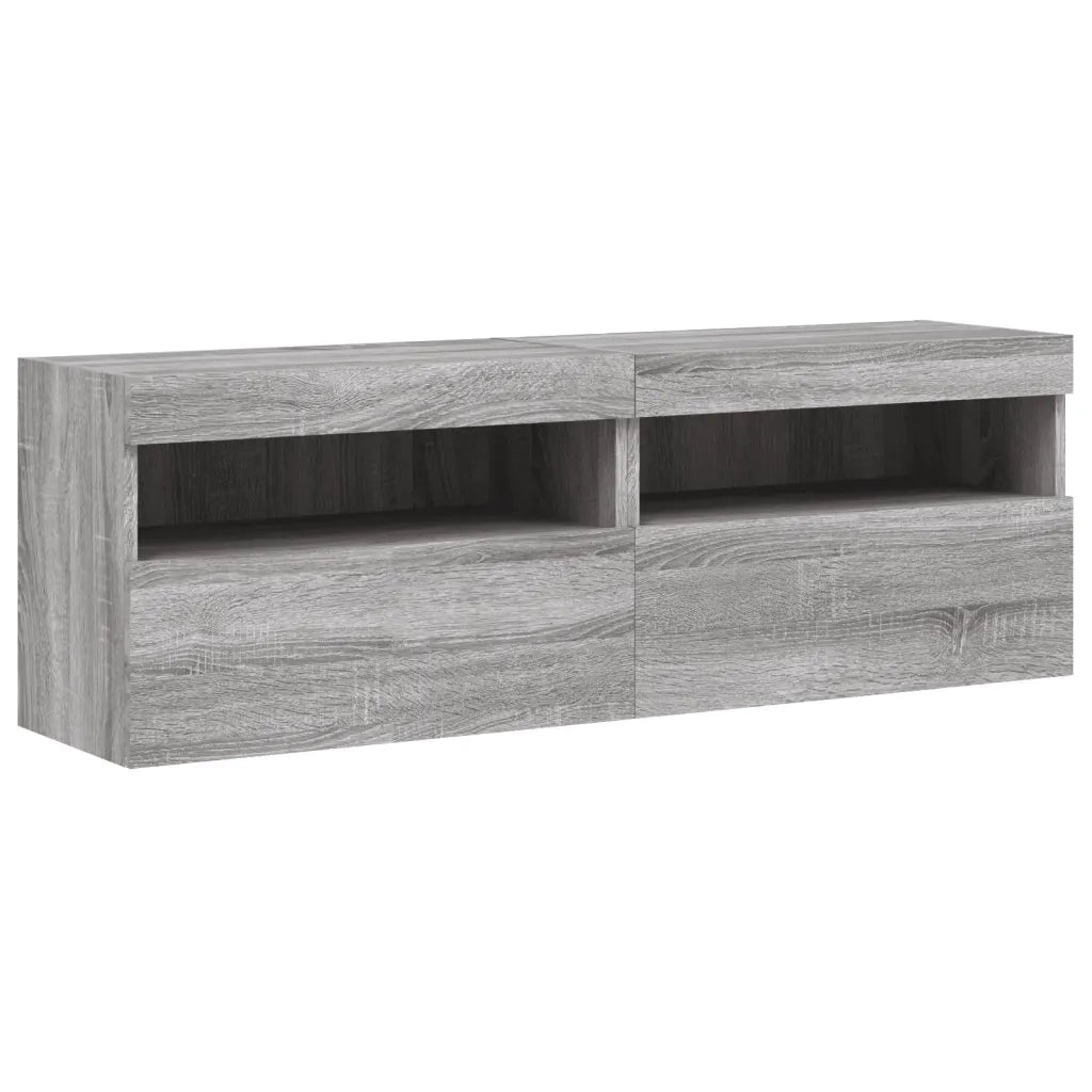 Set Mobili TV a Muro 8 pz con Luci LED Grigio Sonoma 3216769