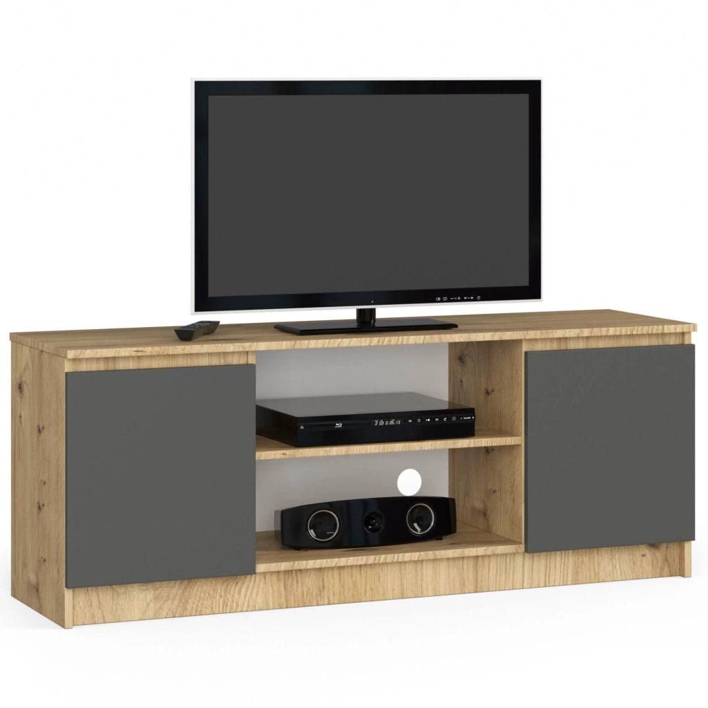Mobile TV AKORD Quercia Artisan 140 cm 2 ante inserto frontale Grigio Grafite 140x40x55 cm