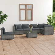 Set Divani da Giardino 7 pz con Cuscini in Polyrattan Grigio cod mxl 43812