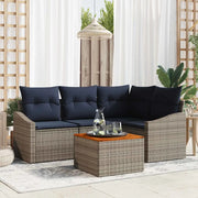 Set Divano da Giardino 5 pcs Grigio e Blu Navy polyrattan 3356498