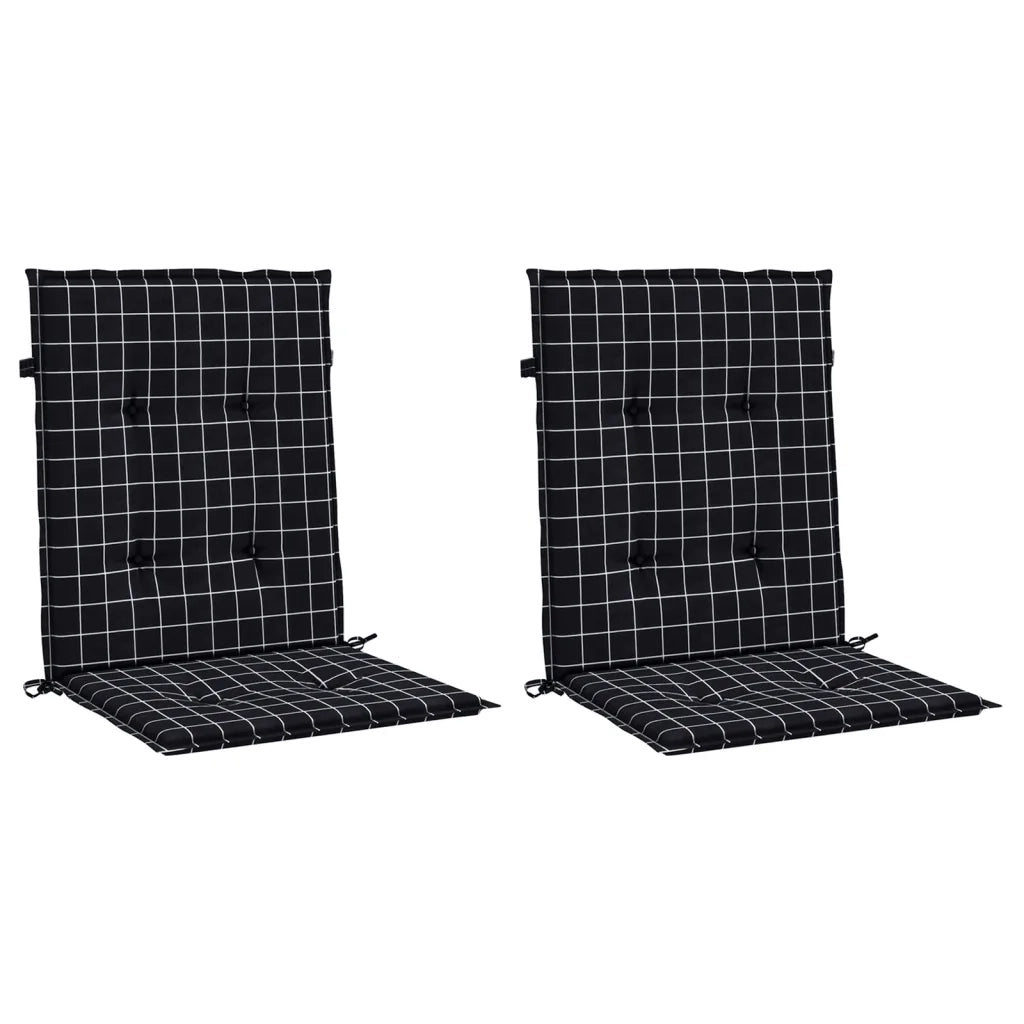 Cuscini Sedia Schienale Basso 2 pz Motivo a Quadri Nero Tessutocod mxl 94464