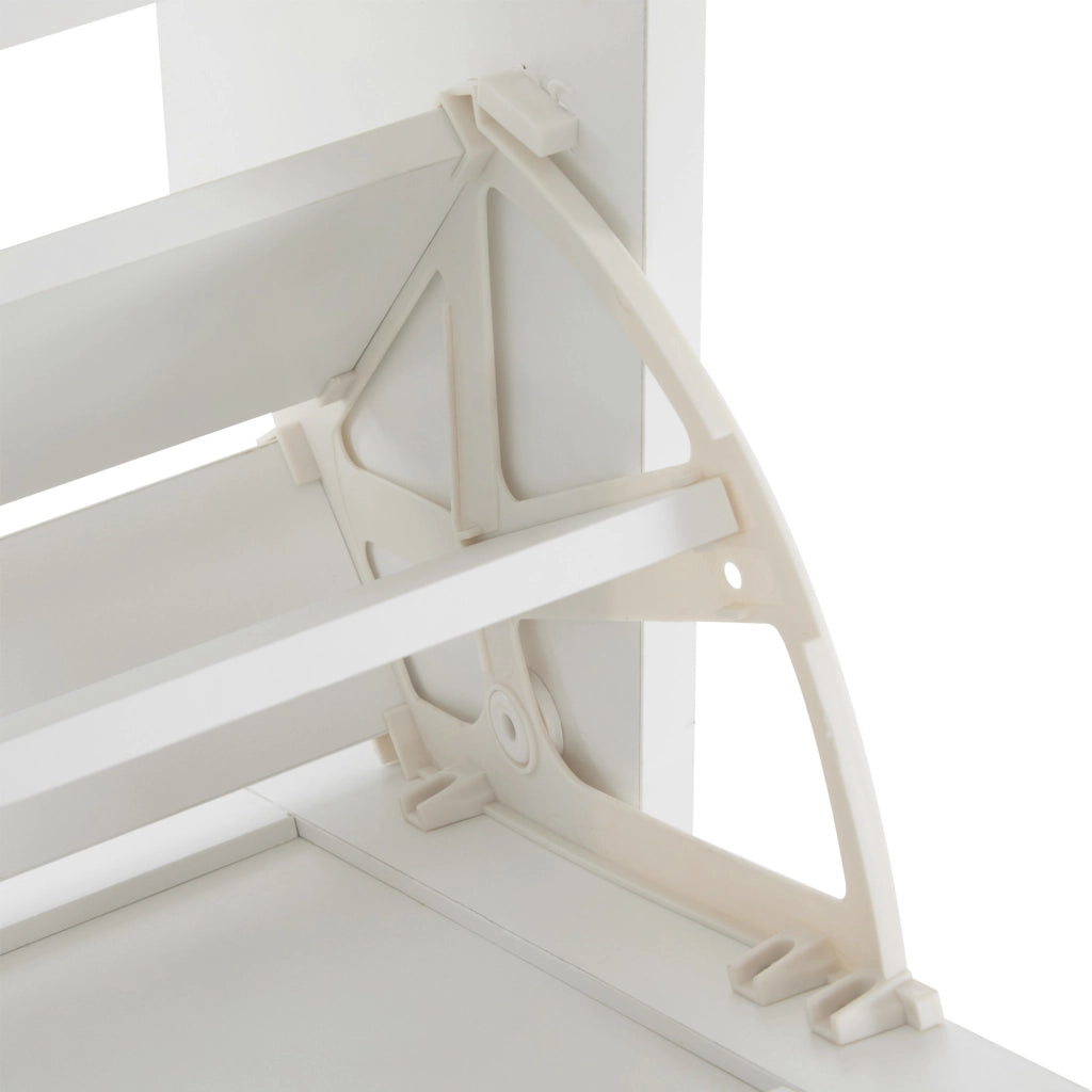 Scarpiera Moderna Bianca 110×24×90 cm con 4 Ante a Ribalta; Ripiani Aperti e Porta Scarpe da Ingresso