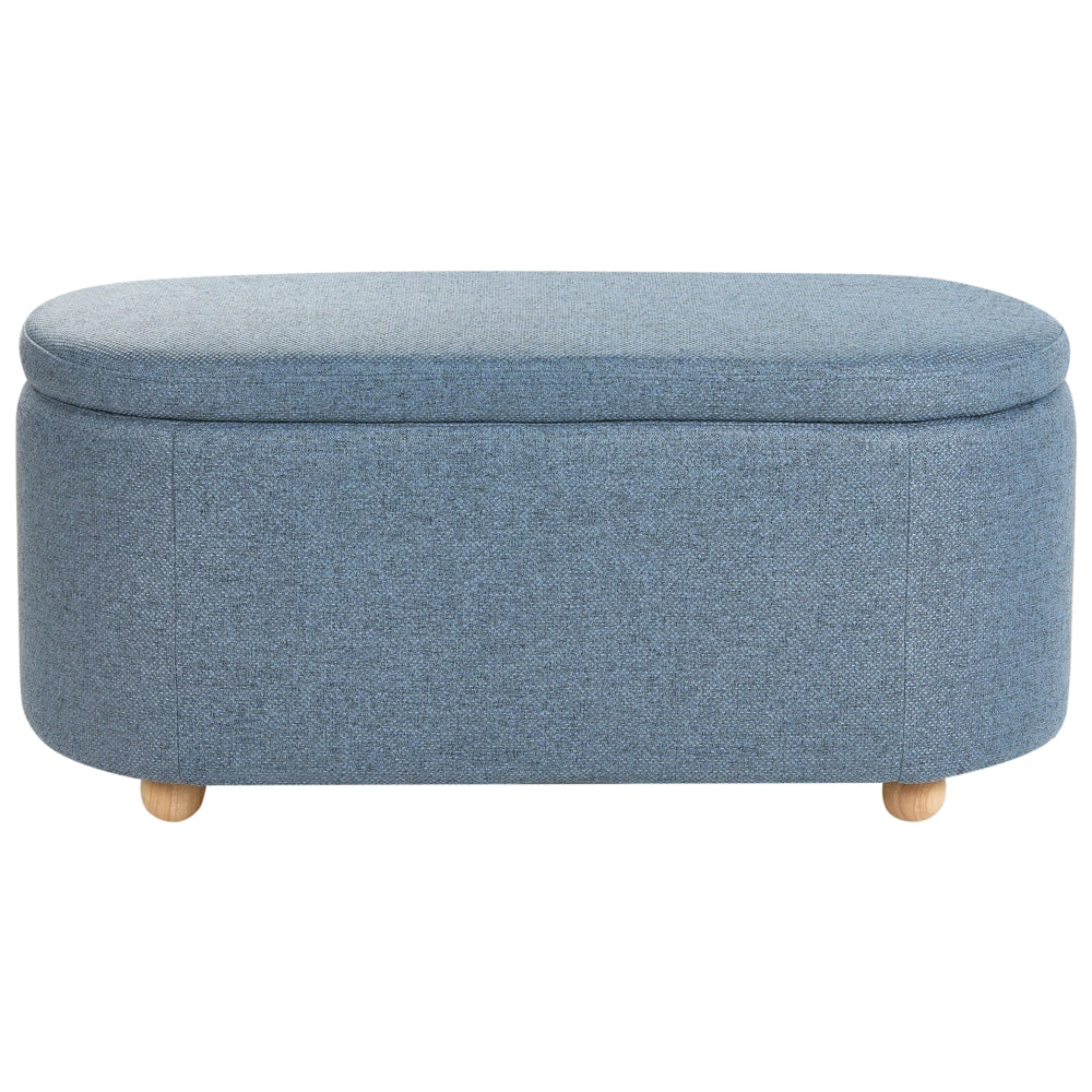 Panca contenitore in tessuto blu con finitura idrorepellente Pouf imbottito con contenitore Seduta per corridoio