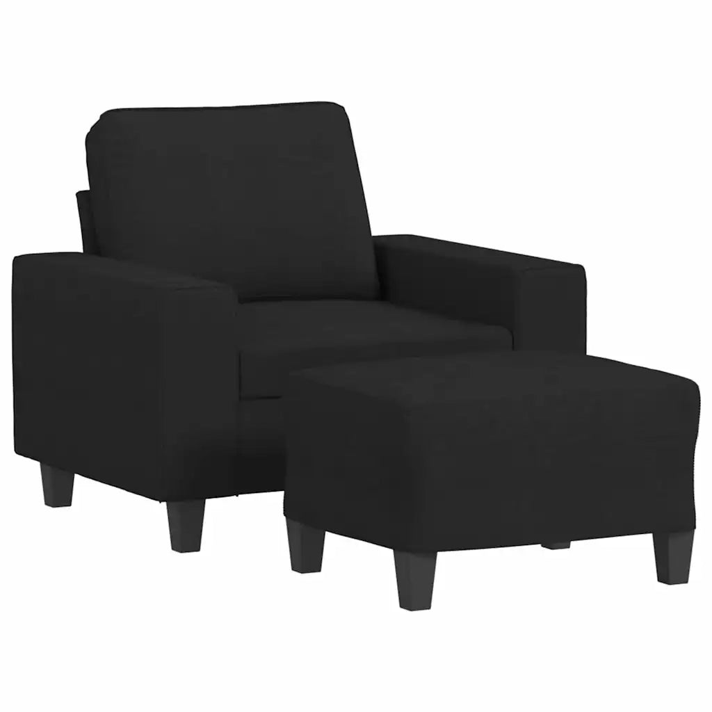 Poltrona | Sedia Relax con Poggiapiedi Nero 60 cm in Tessuto