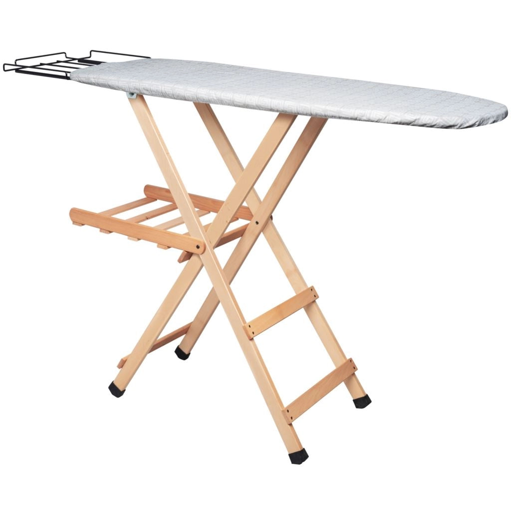 Tavolo Asse da Stiro in Legno di Faggio con Porta Caldaia 143 x 39,5 x 93,5 cm