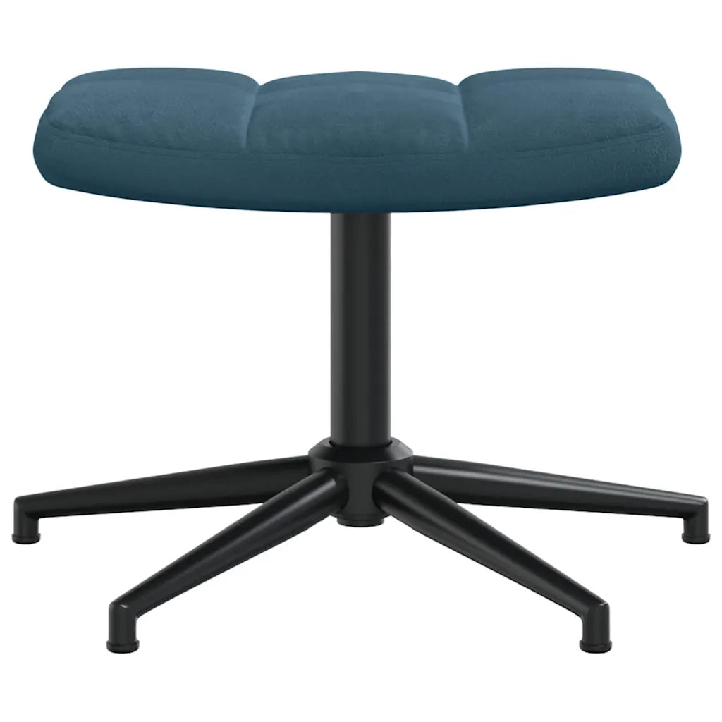 Divano Sedia-Poltrona Relax con Poggiapiedi Blu in Velluto 106551