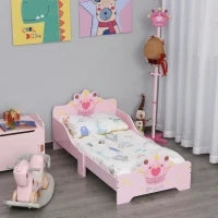 Letto per Bambini con Bordi Rialzati e 6 Gambe in Legno per Cameretta, Lettino per Bimbi da 3-6 Anni, 143x73x60cm, Rosa