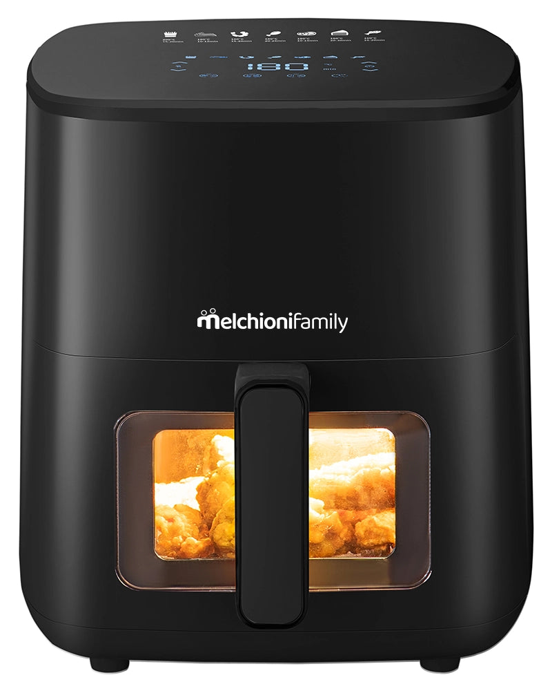 Melchioni Family Marianna New, Friggitrice ad Aria 5L, Compatta, Touch Display, 7 Programmi, Antiaderente, Timer 60 Min, Temperatura 80°-200°C, Controllo Cottura Senza Aprire lo Sportello