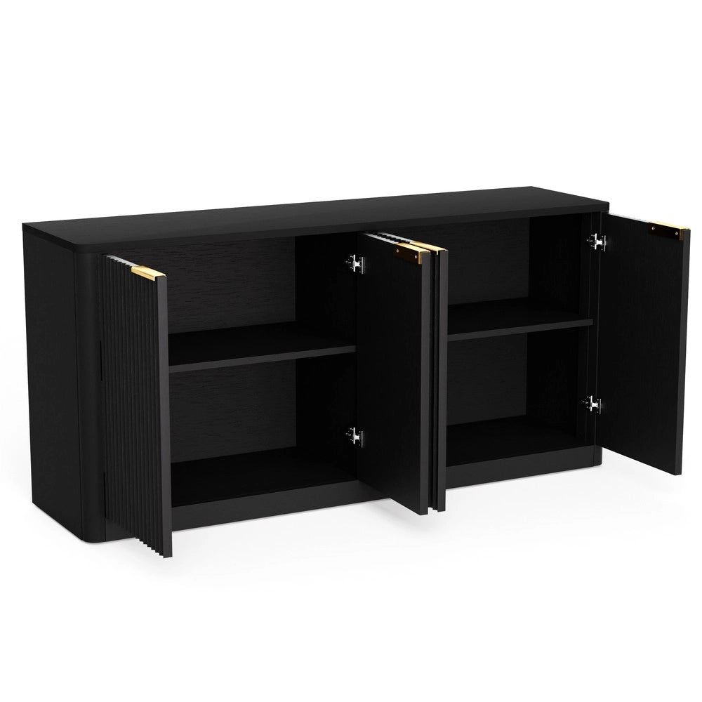 Credenza Moderna con Ante ¨C MINIMAL ¨C Nero, 150x40x70.5 cm