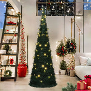 Albero di Natale Artificiale Apribile-Decorazioni natalizie Preilluminato Verde 180cm