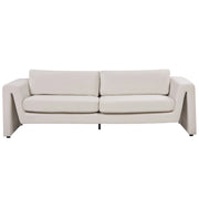 Divano a 3 posti imbottito in velluto beige chiaro con schienale imbottito e braccioli stile moderno