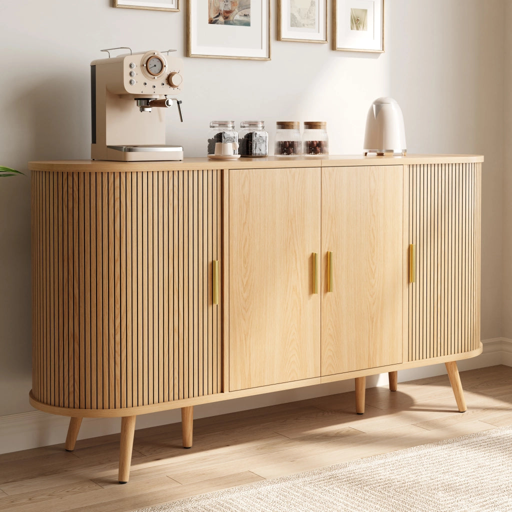 Credenza con 2 ante e ante scorrevoli laterali, ripiano regolabile, per sala da pranzo e ingresso 150 × 40 × 79 cm