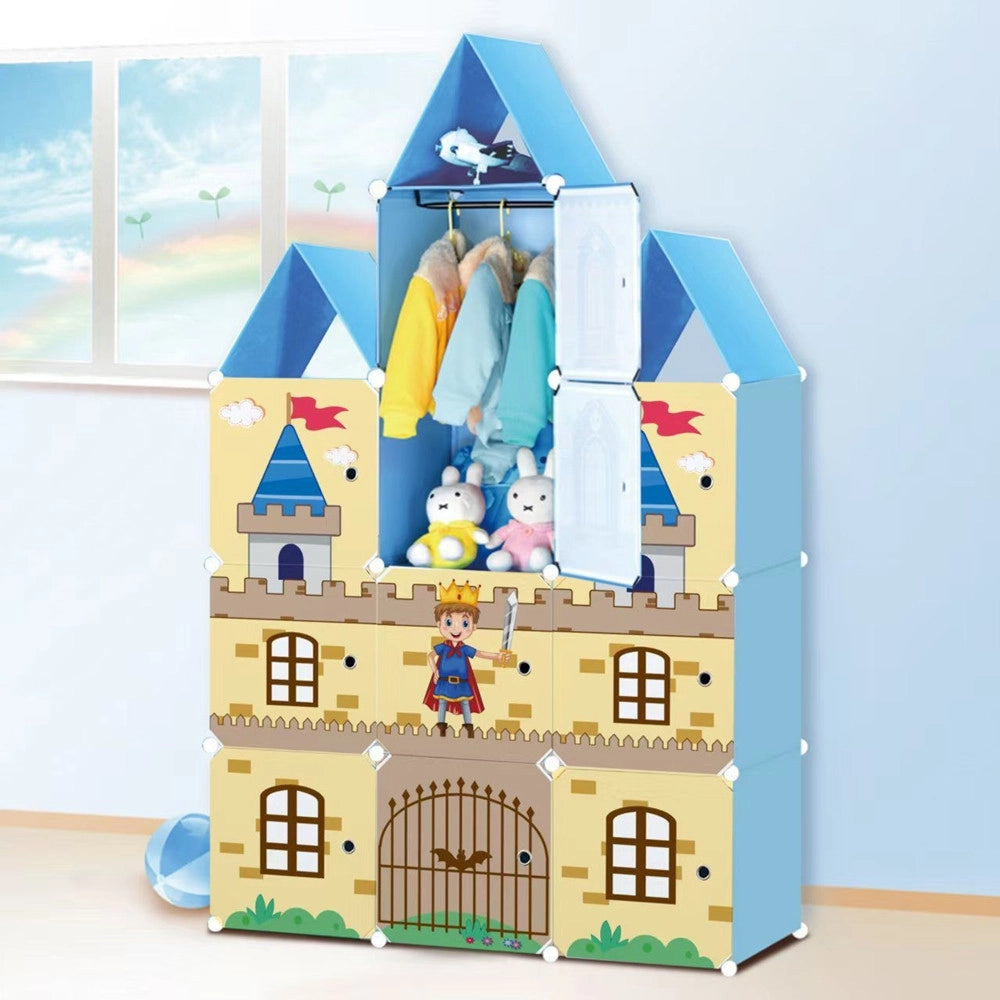 Trade Shop - Armadio Modulare Per Bambini Mobile Portaoggetti Giochi Organizer A Castello Con 10 Cubi -