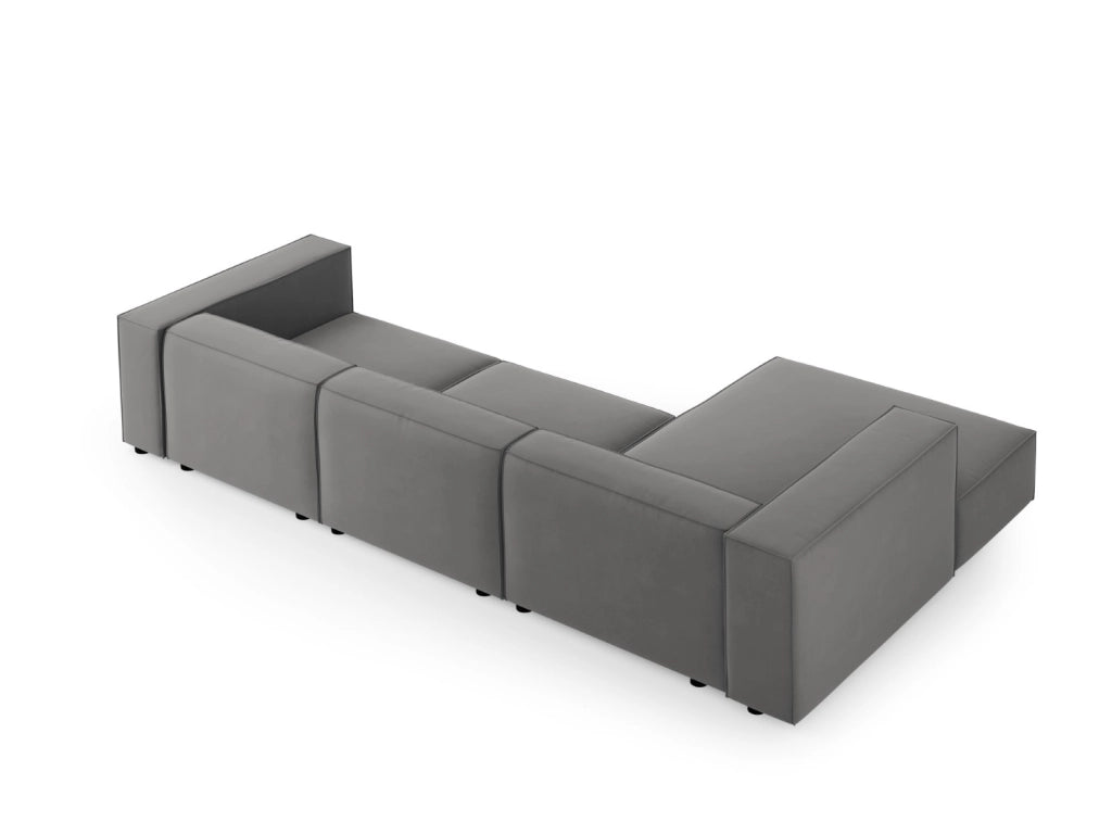 Cosmopolitan Design - Divano angolare sinistro "Arendal" 4 posti in velluto cemento 