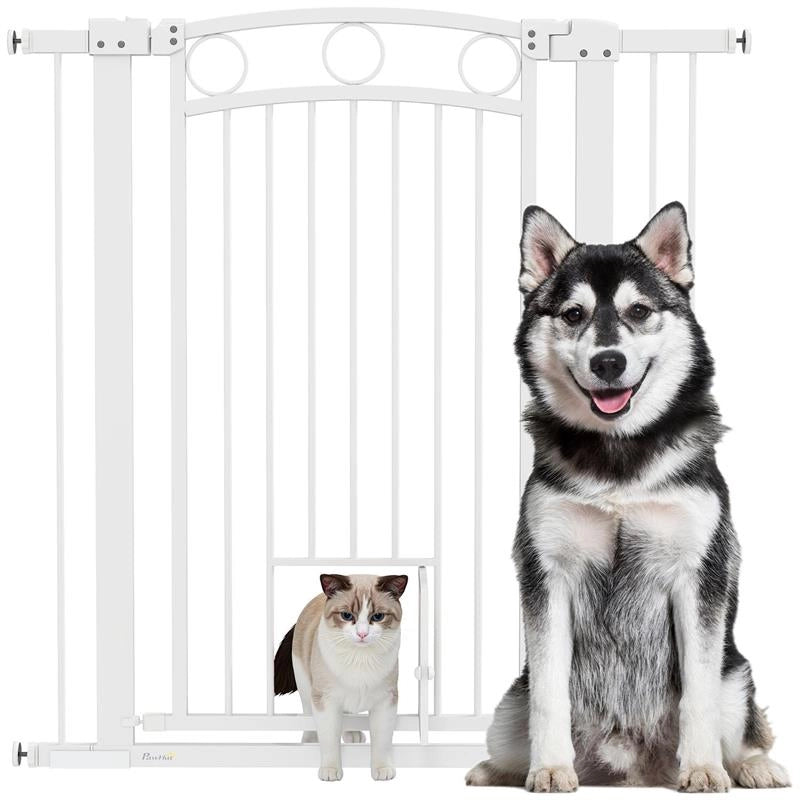 CANCELLINO PER CANI REGOLABILE DA 76-104 CM CANCELLETTO ALTO 106 CM CON 2 ESTENSIONI BIANCO