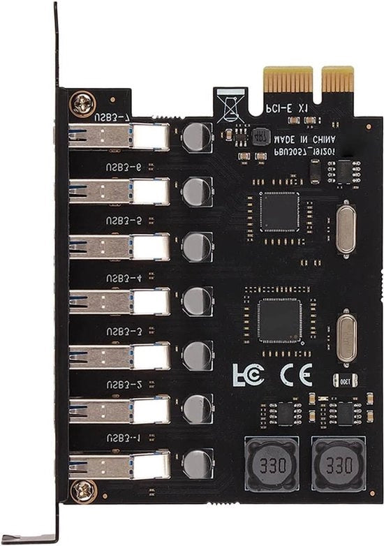 Carta di espansione USB 3.0 a 5 Gbps Alta velocità 4A Alimentazione VIA Chip PCB - 7 porte USB3.0 - Supporto per Windows.