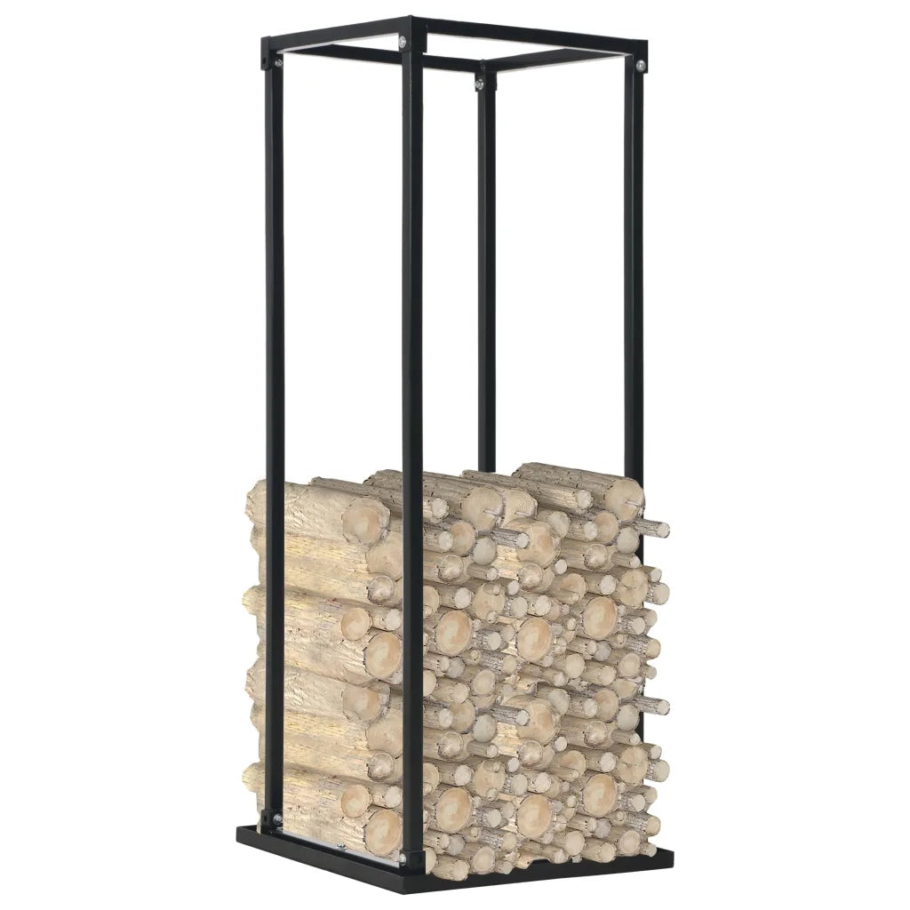 Rastrelliera per Legna da Ardere Base Nera 37x37x113cm Acciaio CFW6797097