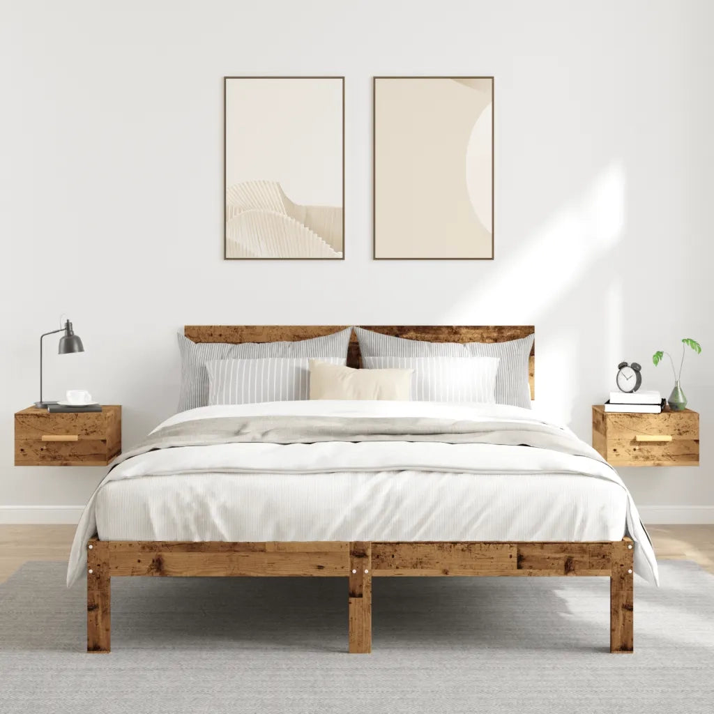 vidaXL Comodini a Muro 2 pz Legno Antico 35x35x20 cm