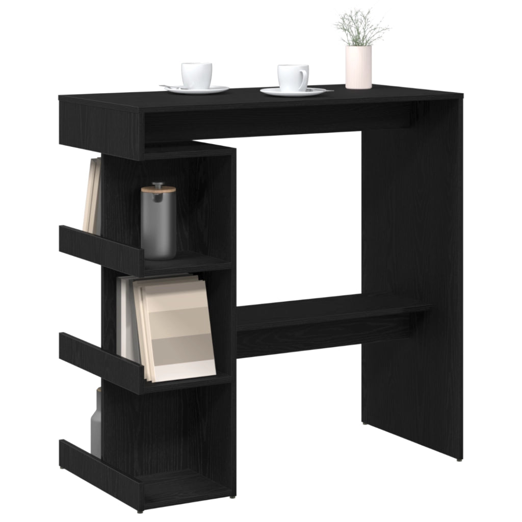 Tavolo da bar in rovere nero con rack per riporre, 100x50x101.5 cm