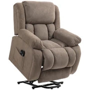 Poltrona Alzapersona Massaggiante e Reclinabile con 2 Tasche e Telecomando, 93x104x105 cm, Marrone Chiaro