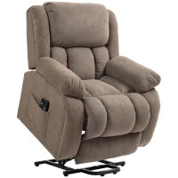 Poltrona Alzapersona Massaggiante e Reclinabile con 2 Tasche e Telecomando, 93x104x105 cm, Marrone Chiaro