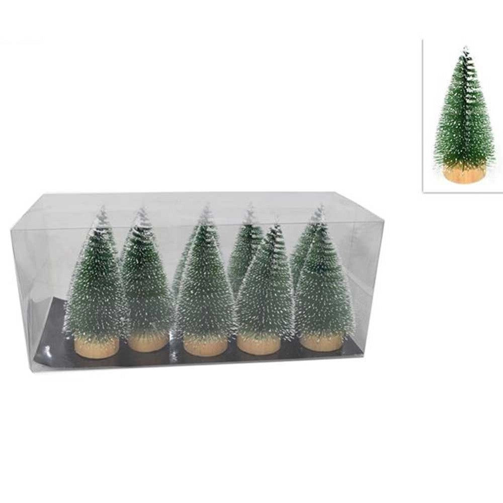 Trade Shop - Set 10 Alberelli Innevati Mini Albero Natale 12cm Decorazioni Addobbi Natalizi -