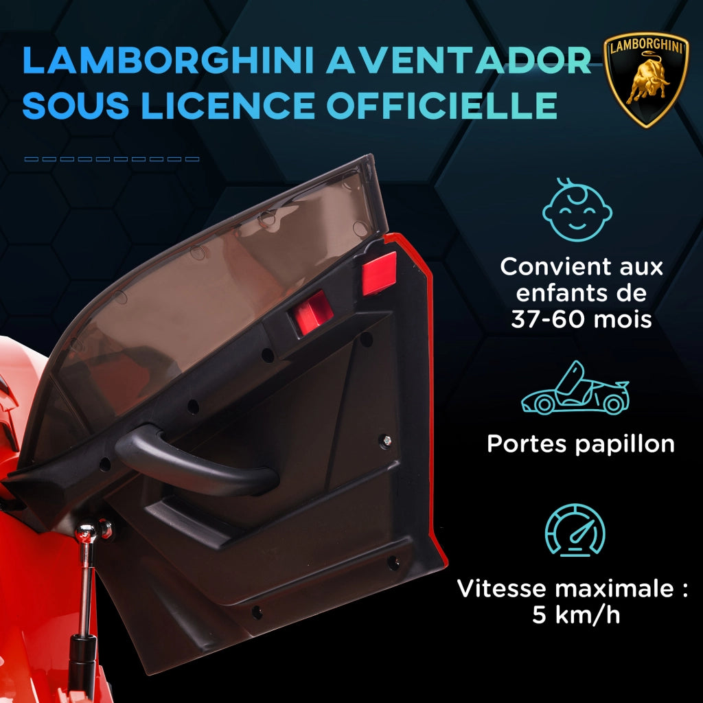 Auto elettrica per bambini Lamborghini Aventador SVJ 12V ¨C zephmum ¨C Rosso, Telecomando