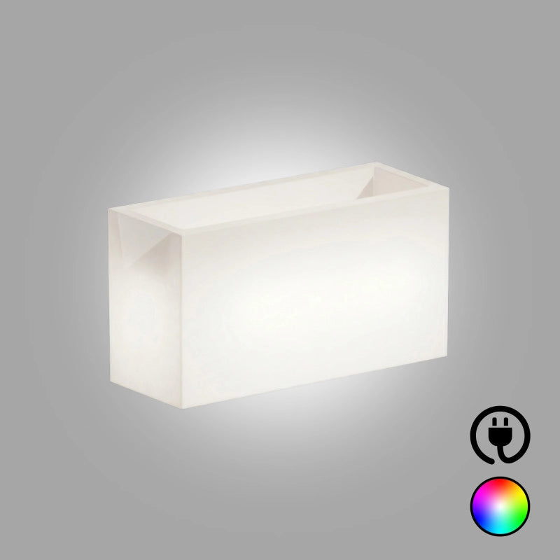 Vaso Fioriera luminosa moderna di design 80x35 H50 in polimero resistente con LED multicolor per interno ed esterno - Made in Italy - Monacis